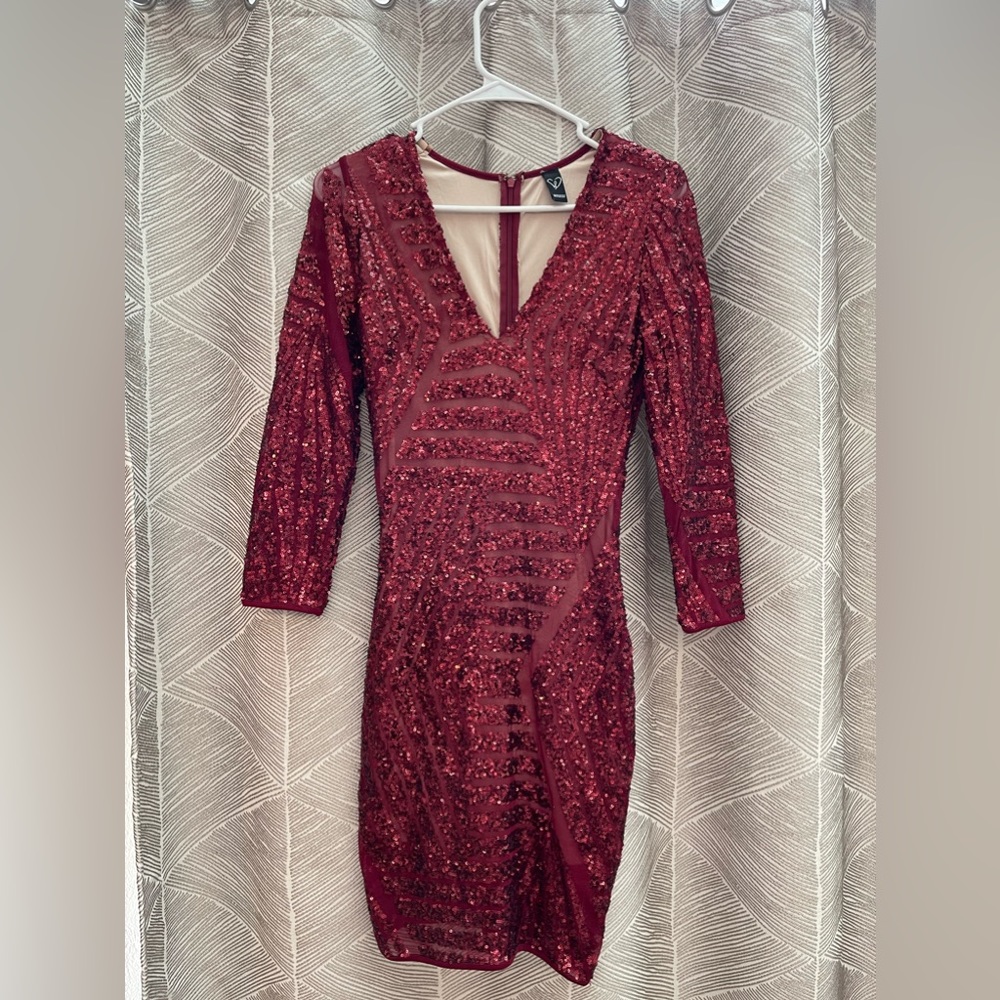 Red sequin formal dress